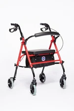 Rollator Walker Extra Comfortable Seat, Easy Fold, 4-Wheel, Secure Zipping Bag