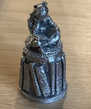 Thimble Pewter Girl Reading Books