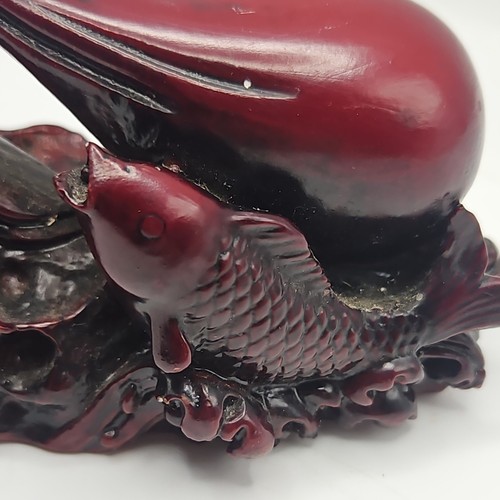 Vintage Buddha Statue zeigt einen erfolgreichen Fisch rotes Harz - Bild 11 von 12