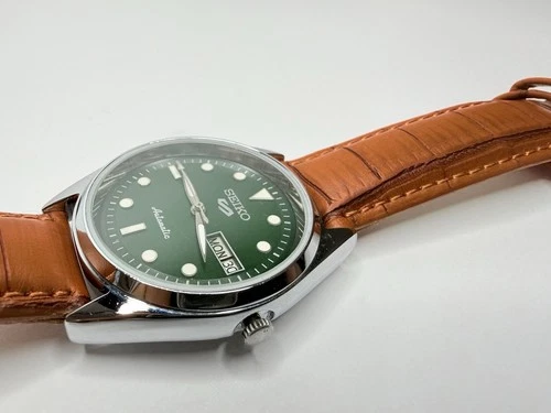 Vintage Seiko 5 Green Men's Watch Automatic 6309 Movement, 36mm New Strap