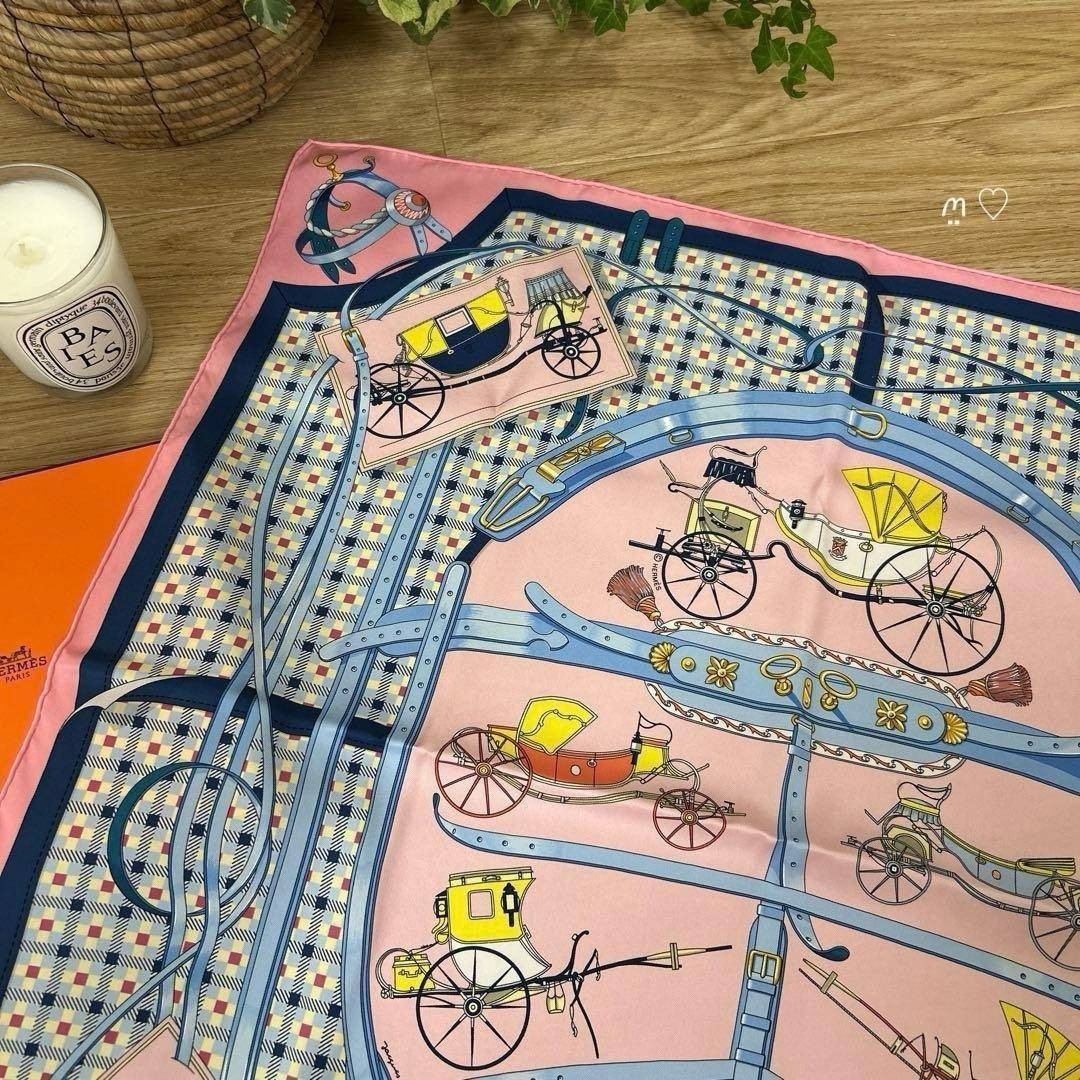 Hermes 70 History of the Carriage Silk Scarf Rose Trousers r0_0209 thumbnail 9