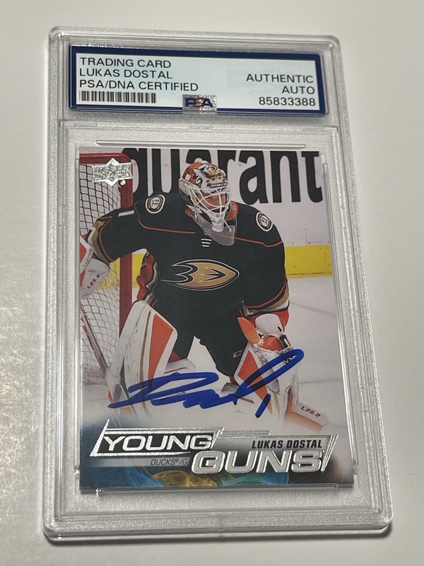 Lukas Dostal Signed Card Slabbed PSA DNA Auto IP Upper Deck Young Guns Ducks a