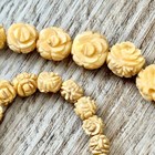 Vintage Carved Bead Necklace Ascending Cabbage Rose Pattern — photo 4
