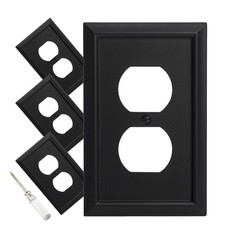 Wall Plate, Duplex Outlet Covers, Matte Black Light Switch Cover - Natural Fi...