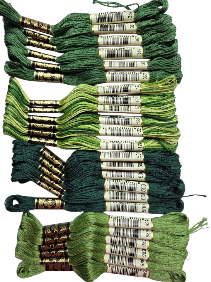 DMC 48 Skeins Mouline Special 25 Thread Assorted Greens Floss Cotton France - Image 2 of 4