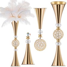 Gold Tall Crystal Flower Vases for Centerpiece - 28'' Large Trumpet Vase for ...