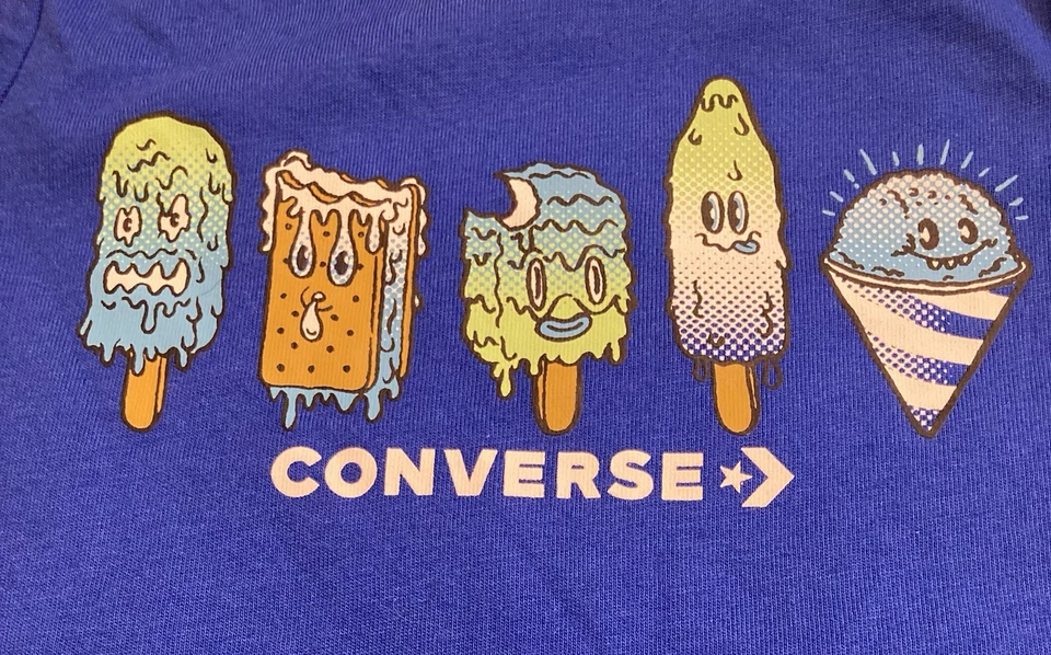 Bebé Converse Azul Real Helado Gráfico Estampado Talla 12 Meses Vacaciones Playa Foto 3 de 4