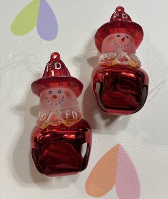 Snowman Fireman Red Bell Ornament