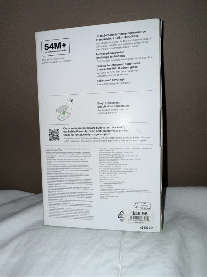 Belkin ScreenForce UltraGlass 2 Screen Protector for iPhone 16, 15, 14 Brand New - Image 2 of 3