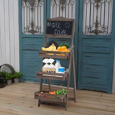 Large Wooden Pavement Sign A-board Chalkboard Shop Pub Cafe Plant Stand Shelf UK