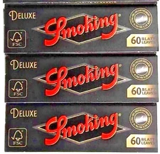 3x Smoking Deluxe Regular Single Wide 1.0 Rolling Papers 60 Lvs/PK USA SHIPPED