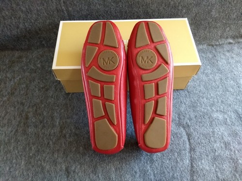 Michael Kors Leather Ballet Flat Shoes Fulton Red Gold MK Logo Womens 9M NEW - Picture 15 of 19