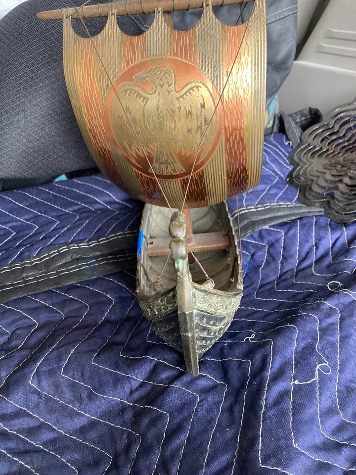 EDWARD AAGAARD FOR IRON ART VINTAGE DANISH VIKING LONGBOAT STATUE