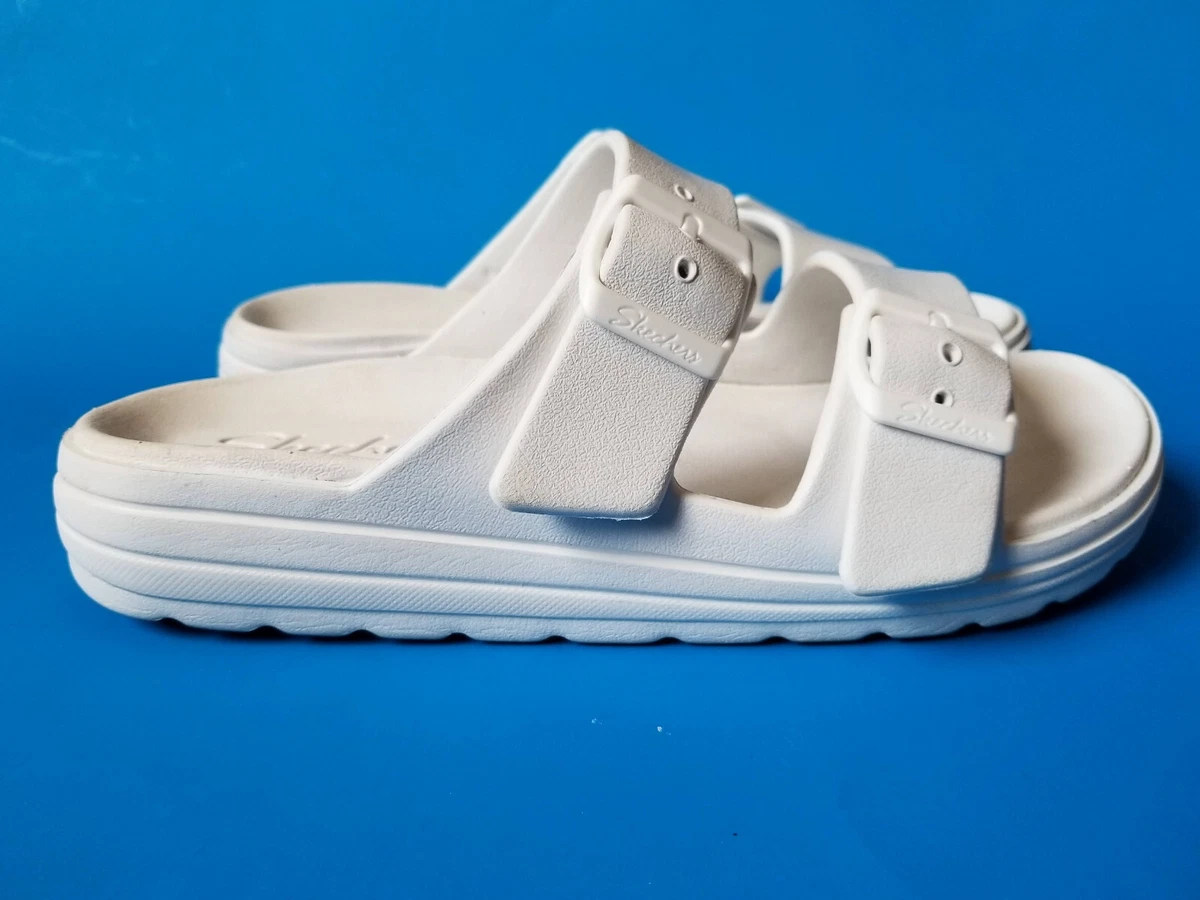 Skechers Cali Breeze Luxe Foam Foamies Slide Sandals White 7