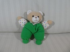 HTF Vintage Teddy Bear Plush Brand-Kids Gifts Green Body Polka Dot Arms H1