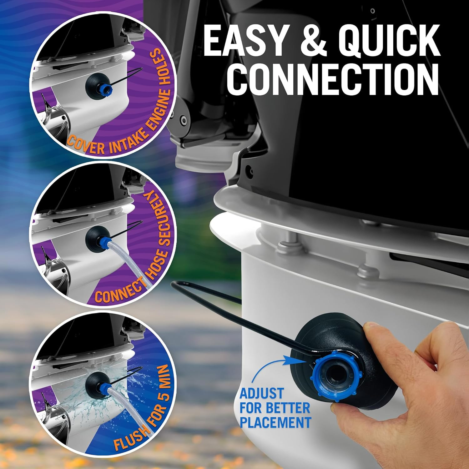 Boat Motor Muffs, Outboard and Inboard I/O Engine Flush Kit, Hose Adapter, for M