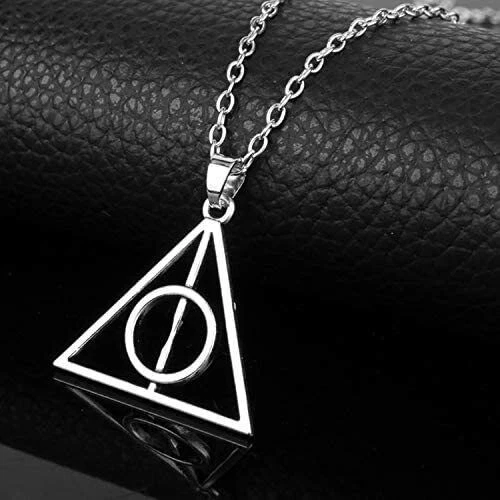 Collana HARRY POTTER Argento catena in ACCIAIO INOX Doni della Morte Uomo Donna - Immagine 4 di 4