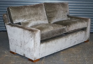 Silvery Velvet Signature George Smith Feather Filled Square Arm Sofa Rrp 8 000 Ebay