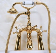 Gold Color Brass Bathtub Faucet Clawfoot Bath Tub Filler Shower Mixer Tap sna144