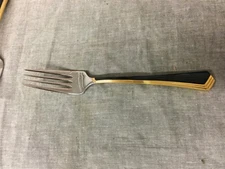 Yamazaki Ramona Black & Gold Stainless 6-5/8" Salad Fork Made in Japan 
