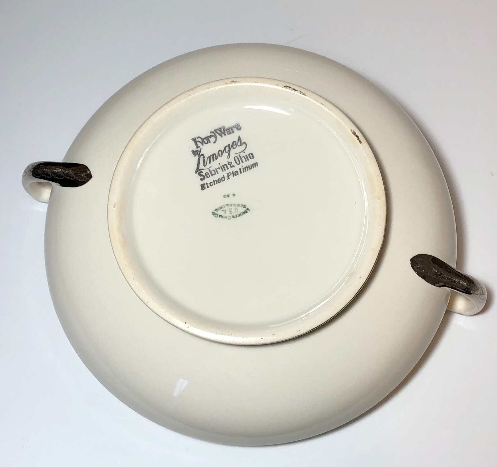 Beautiful Limoges Ivory Ware Platinum Etched Soup Tureen w/ Lid in Great Shape