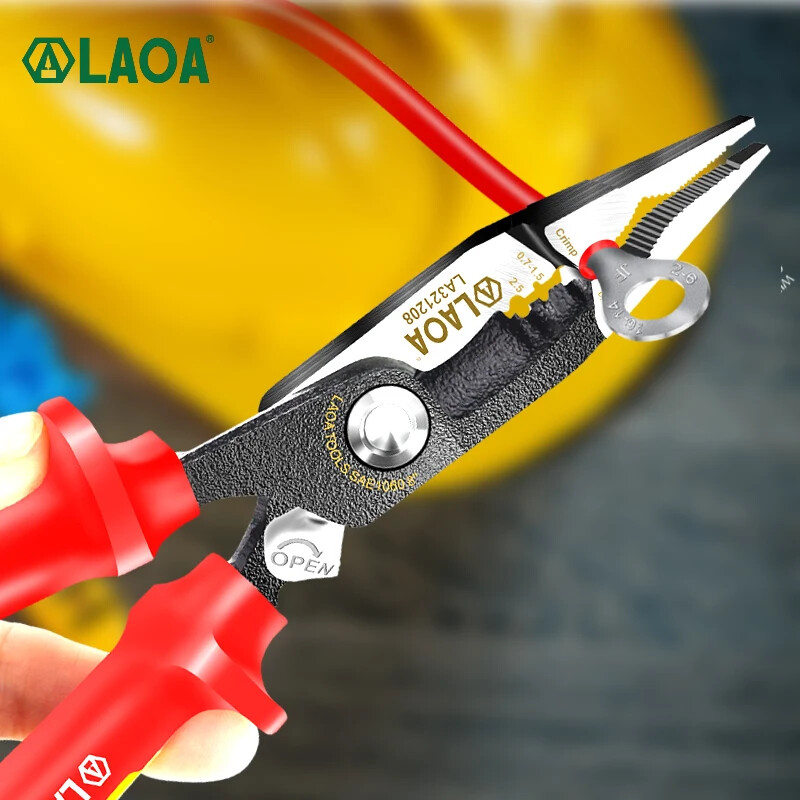 LAOA 8 Inch VDE Needle Nose Pliers Multifunction High Voltage Resistance 1000V I