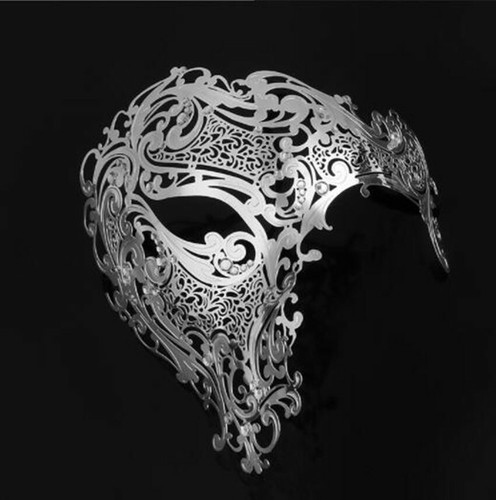 SN-A11 Luxury Couples Silver Metal Venetian Party Masquerade Masks w/ Rhinestone - Picture 3 of 6