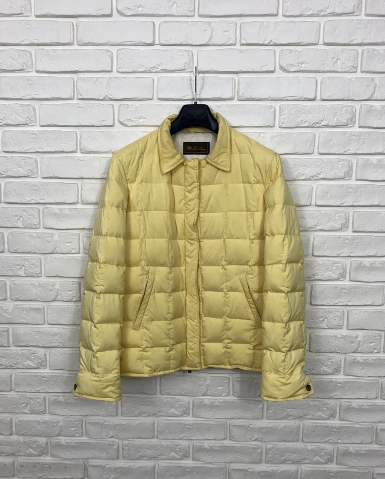 Vintage Women's Loro Piana Down Jacket Quilted Puffer Yellow Size 44 - Image 2 of 4