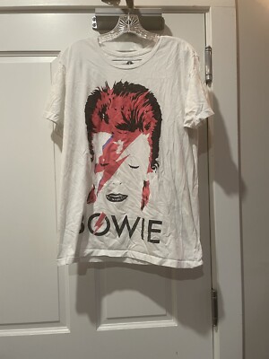 Davie Bowie T Shirt Mens L White Short Sleeve Graphic Print Band Tee