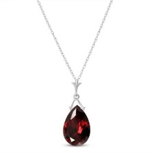 14K. SOLID WHITE GOLD NECKLACE with BRIOLETTE GARNET Aquarius NEW with TAGS