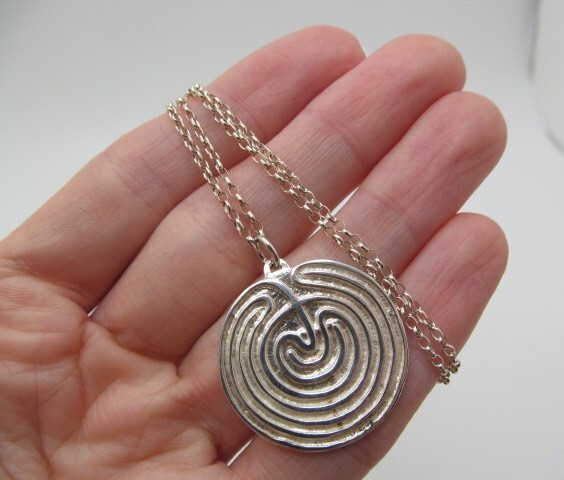 925 Sterling Silver Solid Abstract Loop Round Dis… - image 2