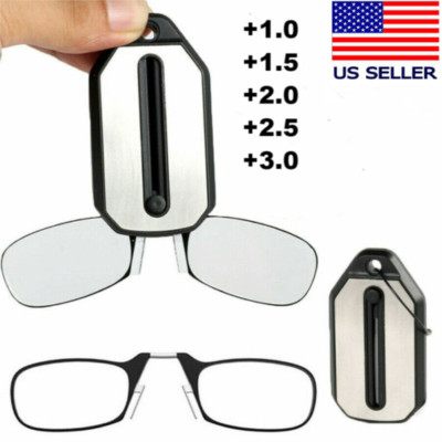 Nose Clip Optics Ultra Thin Reading Glasses Mini Portable Unisex 1.0-3.0