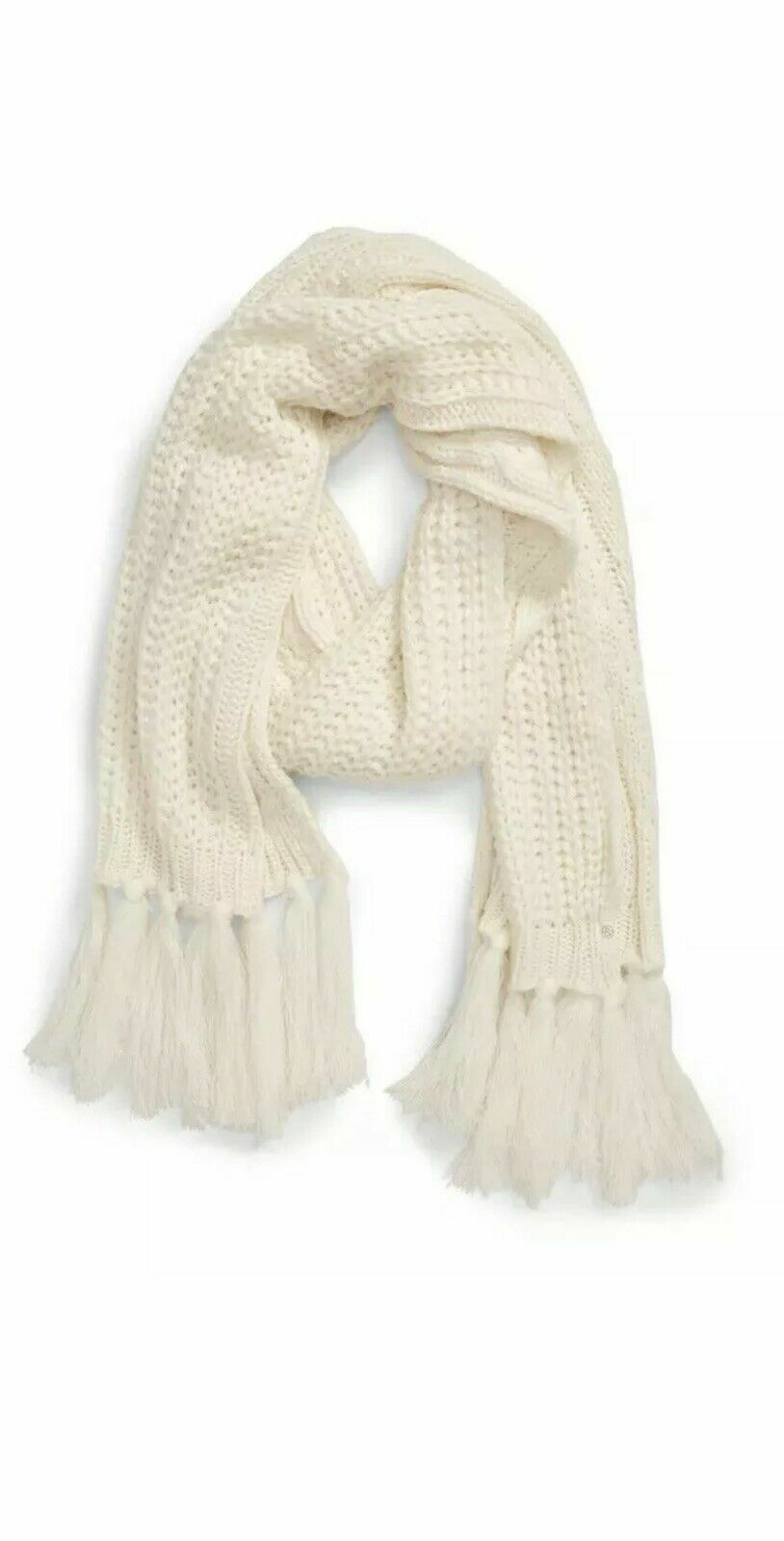 Шарф кабельной вязки с бахромой Treasure - Bond цвета слоновой кости,