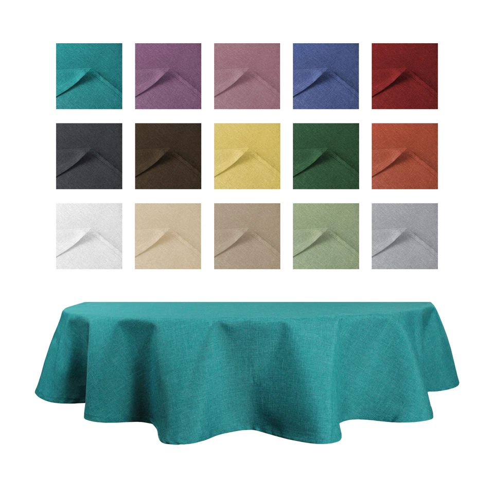 Tischdecke oval 130x220 cm beschichtet Struktur Leinen-Optik Wasser abweisend