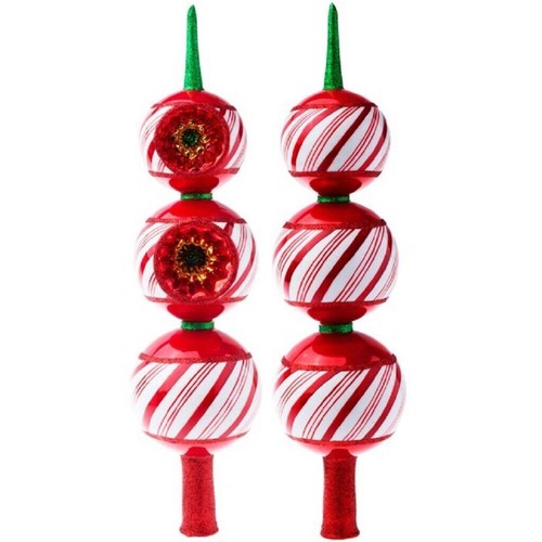 Joy To The World Peppermint Twist Finial Polish Glass Christmas Tree Topper - Picture 3 of 3