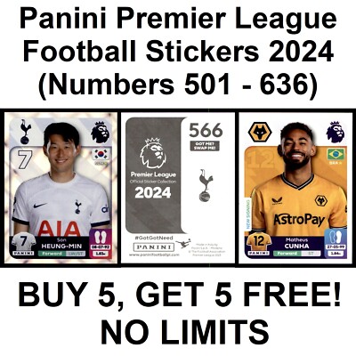 Panini Fußball Englisch Premier League 2024 Sticker (Nummern 501 bis 636)