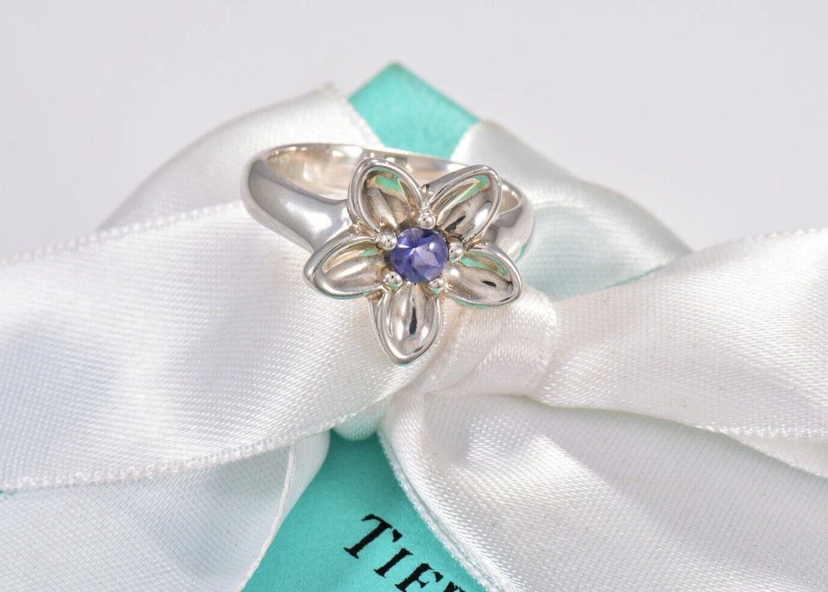 Tiffany flower cheap ring silver