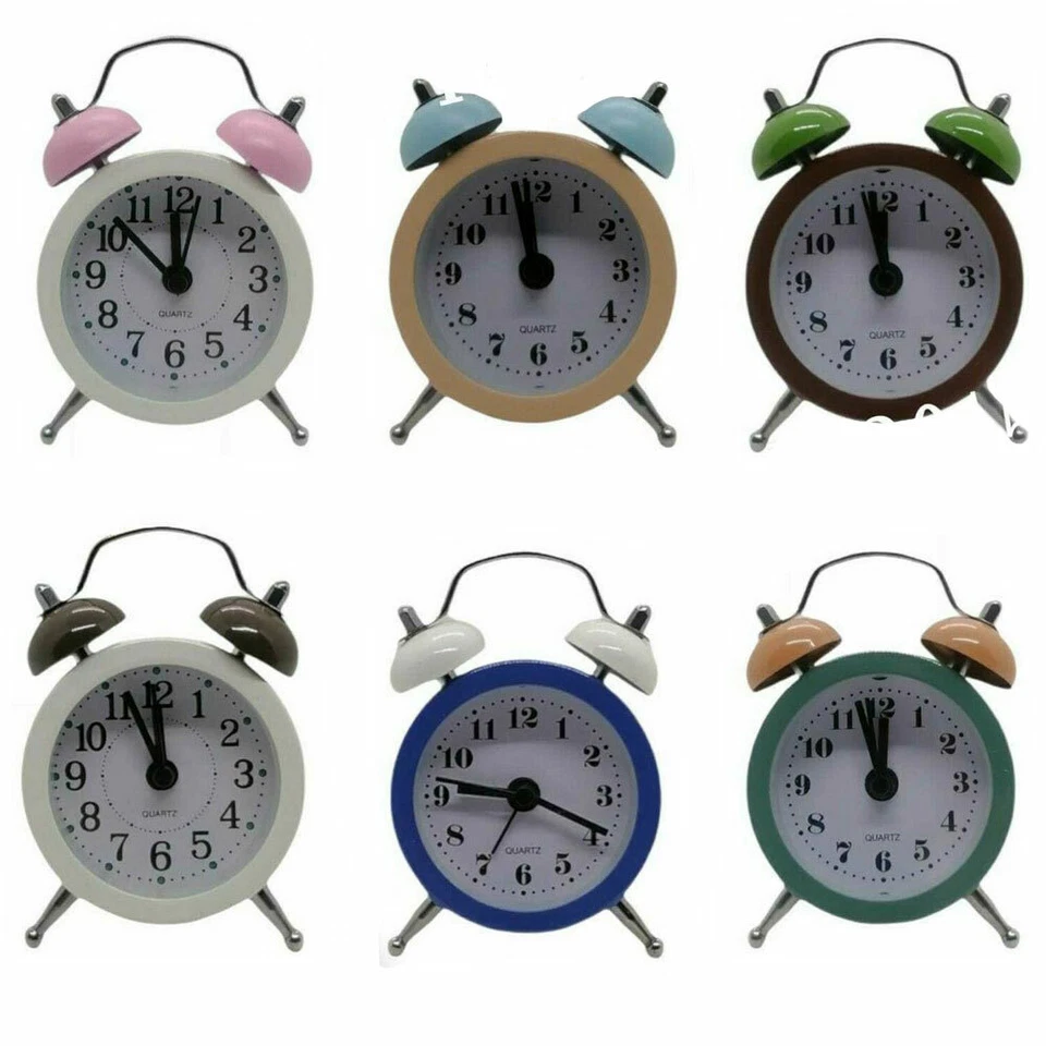 Classic Double Bell Mini Alarm Clock Quartz Movement Bedside Night Analog Clock - Image 4 of 4