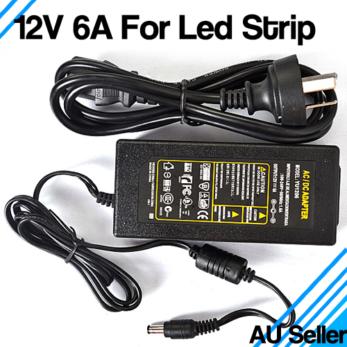 12V DC 6A Charger Plug Power Supply Adapter For 3528 Or 5050 LED Strip Lights