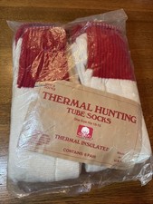 Vintage Cotton Thermal Hunting MEN  S TUBE SOCKS 6 PAIR SIZE 10-15 RED WHITE USA
