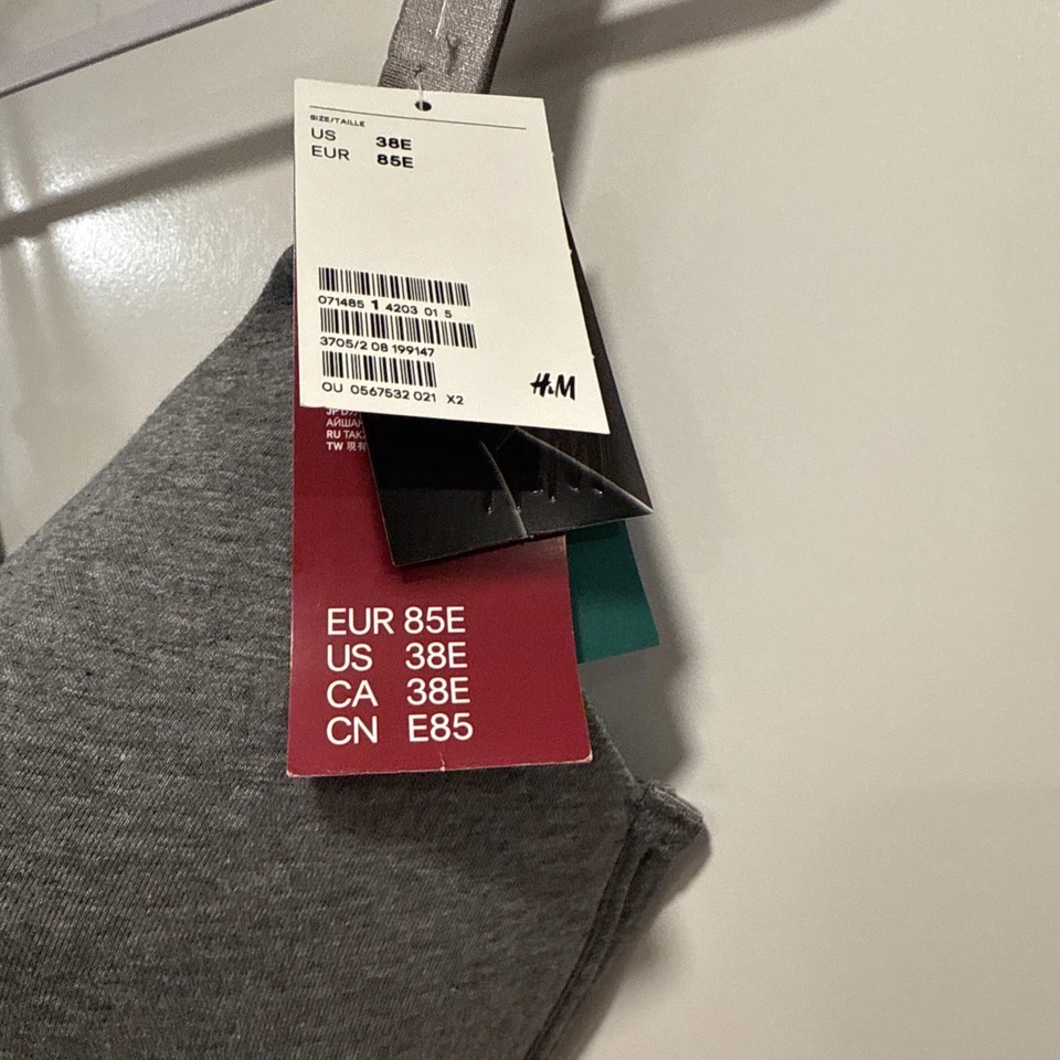 NUEVO CON ETIQUETAS H&M Mama Sujetador de Enfermería Gris Talla 38E Acolchado Lavable a Máquina Mezcla de Algodón Orgánico Foto 4 de 4