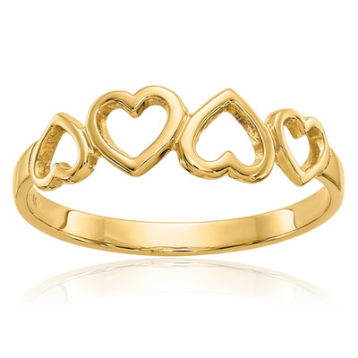 IceCarats 10K Solid Yellow Gold 3mm Slim Heart Band Ring Polished for Women