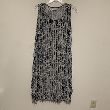 Avenue Black and White Sleeve Patterned Midi Dress Frilly Lightweight Plus Size