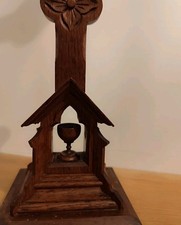 CROCIFISSO 50x 20 cm GESÙ TABERNACOLO CALICE LEGNO  INTAGLIATO SCULTURA 