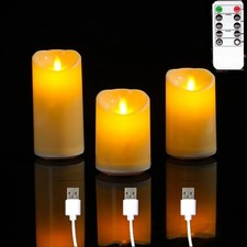 Dancing Candles - USB Charge LED Decorative Moving Wick Set - 3 Pieces