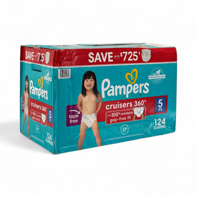 Pampers Cruisers 360 Diapers Gap-Free Fit Tape-Free Size 5 124-Count