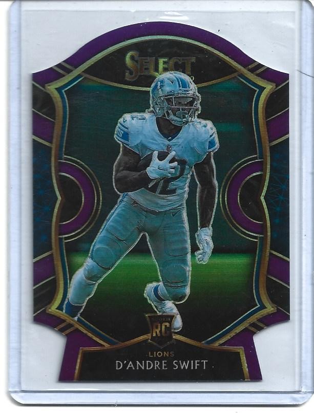 2020 Panini Select #51 D'Andre Swift Purple Prizm Die Cut