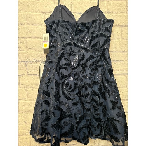 City Studio Navy Sequined & Velvet Detail Formal Fit & Flare Dress Sz 11/12 NWT - Picture 3 of 3