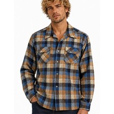 Vintage 70's Pendleton Board Shirt Blue Brown Plaid Wool USA Men s Large EUC
