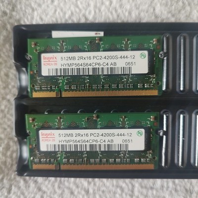 1GB Hynix HYMP564S64CP6-C4 AB 0651 2 X 512MB 2Rx16 PC2-4200S Laptop Memory Kit
